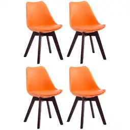 Netto Marken-Discount CLP 4er Set Besucherstühle Borneo V2 Walnuss Kunstleder Farbe:orangeGestell Farbe:walnuss Angebot