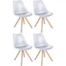 Netto Marken-Discount CLP 4er Set Stühle Sofia Kunststoff Square Farbe:weißGestell Farbe:natur (eckig) Angebot