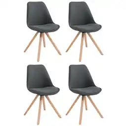 Netto Marken-Discount CLP 4er Set Besucherstuhl Toulouse Stoff Square Natura Farbe:dunkelgrauGestell Farbe:natur Angebot