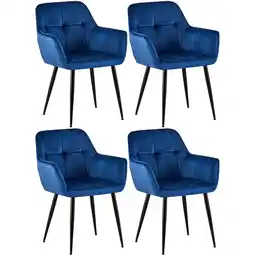 Netto Marken-Discount CLP 4er Set Esszimmerstühle Emia Samt Farbe:blauMaterial:Samt Angebot