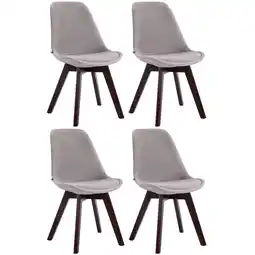 Netto Marken-Discount CLP 4er Set Besucherstühle Borneo V2 Samt walnuss Farbe:grauGestell Farbe:walnuss Angebot