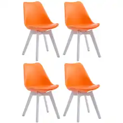 Netto Marken-Discount CLP 4er Set Besucherstühle Borneo V2 Weiß Kunstleder Farbe:orangeGestell Farbe:weiß Angebot
