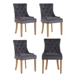 Netto Marken-Discount CLP 4er Set Esszimmerstühle Aberdeen Samt antik-hell Farbe:dunkelgrauGestell Farbe:antik-hell Angebot