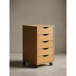 Netto Marken-Discount Rollcontainer – Buche MDF, 33x64x38 cm, 5 Schubladen, Rollen, modern Angebot