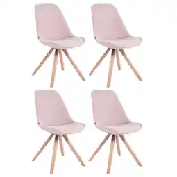 Netto Marken-Discount CLP 4er Set Stühle Toulouse Samt Square natura Farbe:pinkGestell Farbe:natur Angebot