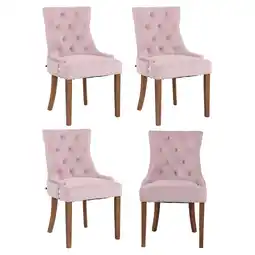 Netto Marken-Discount CLP 4er Set Esszimmerstühle Aberdeen Samt antik-hell Farbe:pinkGestell Farbe:antik-hell Angebot