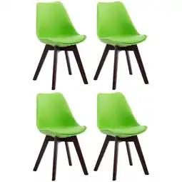 Netto Marken-Discount CLP 4er Set Besucherstühle Borneo V2 Walnuss Kunstleder Farbe:grünGestell Farbe:walnuss Angebot