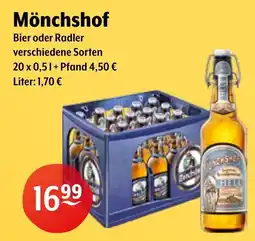 Getränke Hoffmann Mönchshof Bier oder Radler Angebot