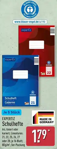 Aldi Nord EXPERTIZ Schulhefte Angebot