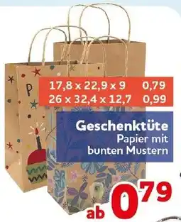 CENTERSHOP Geschenktüte Papier mit bunten Mustern Angebot