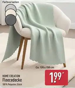 Aldi Nord HOME CREATION Fleece Decke Angebot