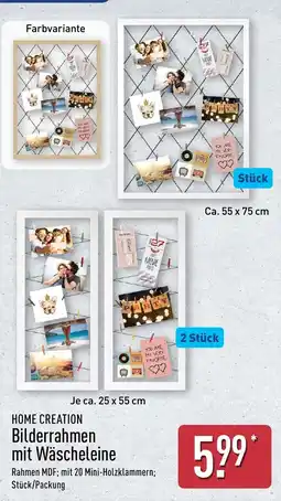 Aldi Nord HOME CREATION Bilderrahmen mit Wäscheleine Angebot