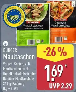 Aldi Nord BÜRGER Maultaschen Angebot