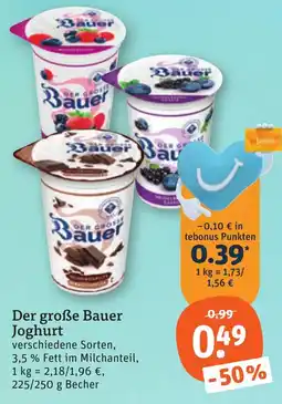 tegut Der große Bauer Joghurt Angebot