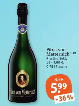 tegut Fürst von Metternich Riesling Sekt Angebot