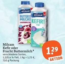 tegut Milram Kefir oder Frucht Buttermilch Angebot