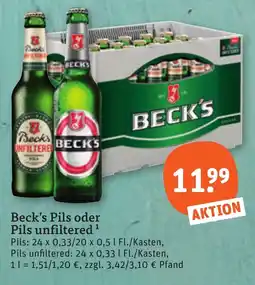 tegut Beck's Pils oder Pils unfiltered Angebot