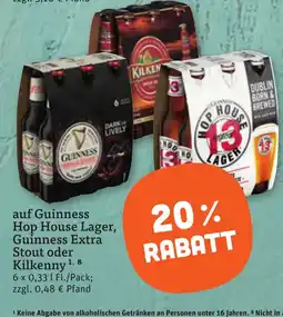 tegut Guinness Hop House Lager, Guinness Extra Stout oder Kilkenny Angebot