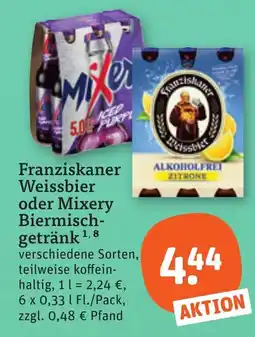 tegut Franziskaner Weissbier oder Mixery Biermischgetränk Angebot
