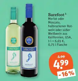 tegut Barefoot Merlot oder Moscato Angebot
