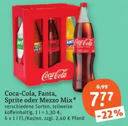 tegut Coca-Cola, Fanta, Sprite oder Mezzo Mix Angebot