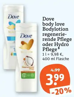 tegut Dove body love Bodylotion Angebot