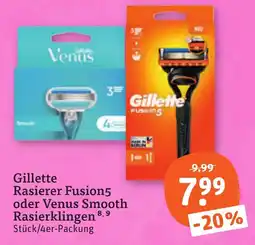 tegut Gillette Rasierer Fusion5 oder Venus Smooth Rasierklingen Angebot