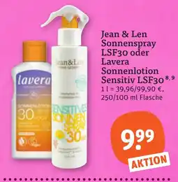 tegut Jean & Len Sonnenspray LSF30 oder Lavera Sonnenlotion Sensitiv LSF30 Angebot