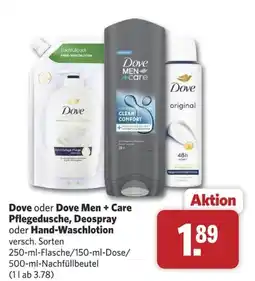 Combi Dove oder Dove Men + Care Pflegedusche, Deospray oder Hand-Waschlotion Angebot