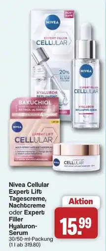 Famila Nord West Nivea Cellular Expert Lift Tagescreme, Nachtcreme oder Expert Filler Hyaluron-Serum Angebot