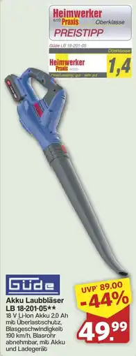 Famila Nord West Güde Akku Laubbläser LB 18-201-05 Angebot