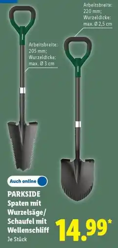 Lidl PARKSIDE Spaten mit Wurzelsäge / Schaufel mit Wellenschliff Angebot