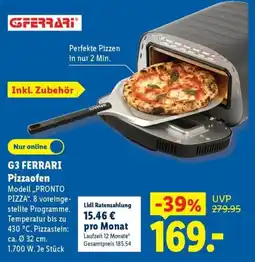 Lidl G3 FERRARI Pizzaofen Modell ,,PRONTO PIZZA". Angebot