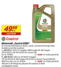 toom Baumarkt Motorenöl „Castrol EDGE“ Angebot