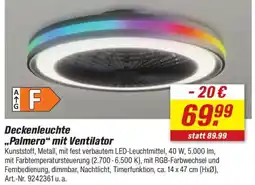 toom Baumarkt Deckenleuchte "Palmero" mit Ventilator Angebot