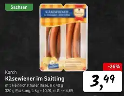 KONSUM Korch Käsewiener im Saitling Angebot