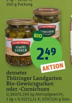 tegut Demeter thüringer landgarten bio-gewürzgurken oder -cornichons Angebot