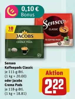 nahkauf Senseo kaffeepads classic oder jacobs crema pads Angebot