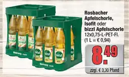 alldrink Rosbacher apfelschorle, isofit oder bizzl apfelschorle Angebot