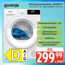 Marktkauf Gorenje wärmepumpentrockner „dhne72“ Angebot