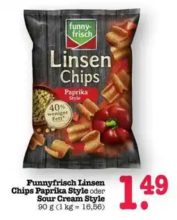 Scheck-in-Center Funnyfrisch Linsen Chips Paprika Style oder Sour Cream Style Angebot