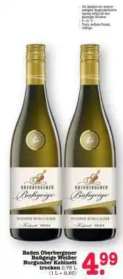 Scheck-in-Center Baden Oberbergener Baßgeige Weißer Burgunder Kabinett trocken Angebot