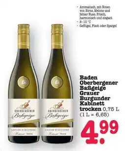 Scheck-in-Center Baden Oberbergener Baßgeige Grauer Burgunder Kabinett trocken Angebot