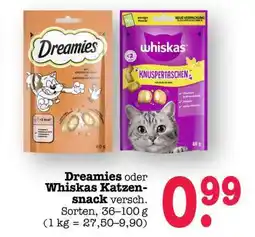 Scheck-in-Center Dreamies oder Whiskas Katzensnack Angebot