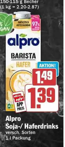 HIT Alpro Soja-/Haferdrinks Angebot