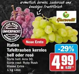 HIT Italien Tafeltrauben kernlos hell oder rosé Angebot