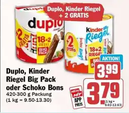HIT Duplo, Kinder Riegel Big Pack oder Schoko Bons Angebot