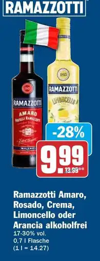 HIT Ramazzotti Amaro, Rosado, Crema, Limoncello oder Arancia alkoholfrei Angebot