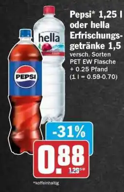 HIT Pepsi* 1,25 l oder hella Erfrischungsgetränke 1,5 Angebot