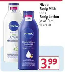 Rossmann Nivea Body Milk oder Body Lotion Angebot